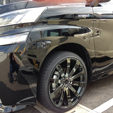 銀鏡塗装事例｜自動車アルミホイールを光沢感ある黒色に