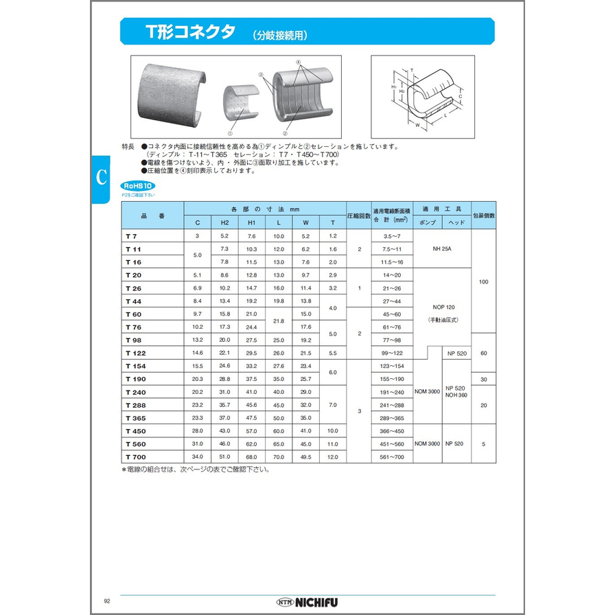 圧縮端子・T形コネクタ | ニチフ - Powered by イプロスものづくり
