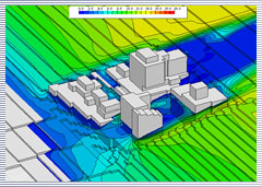傾斜地マンション風環境解析