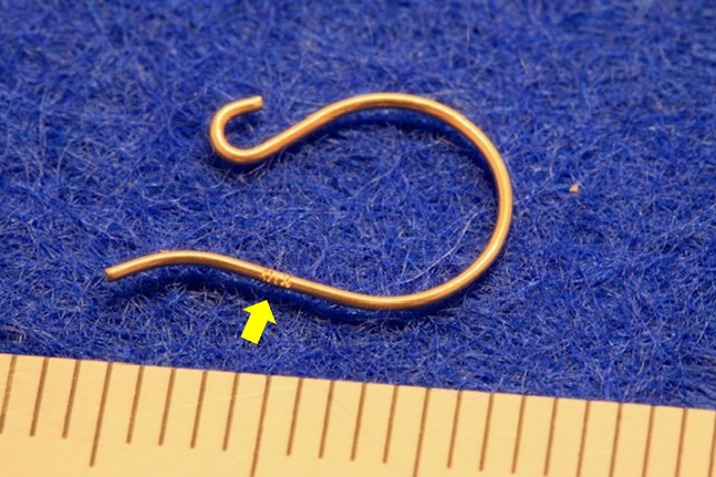 アクセサリー　18金線Φ0.5　ピアスフック