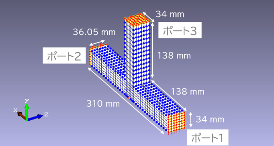 【解析事例】E面T分岐導波管の電磁界解析
