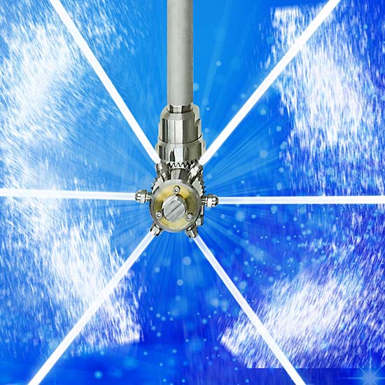 タンク洗浄スプレーノズル｜モーター駆動で安定した強力回転洗浄