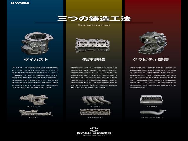 三つの鋳造工法に対応