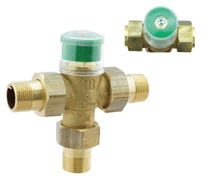 部品だけの交換OK！メンテナンス性◎の「温水式床暖房熱動弁」 3方DN20サーモスタット混合弁 雄ネジ 真鍮製 小型床暖房循環用混合弁