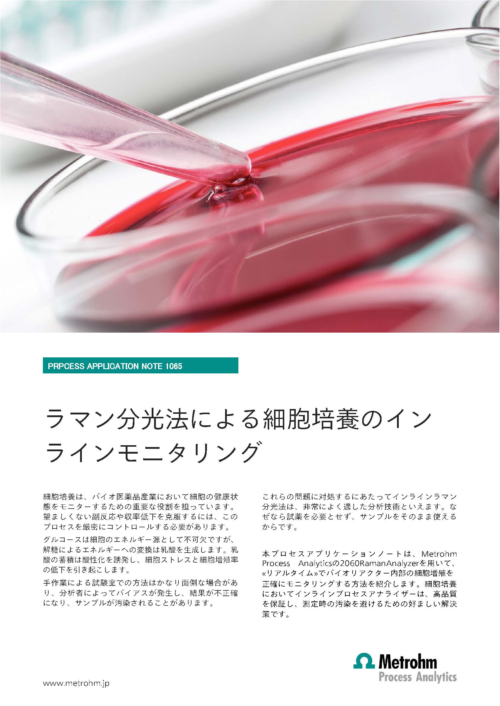 細胞培養のインラインモニタリング【プロセス分析計 技術資料】