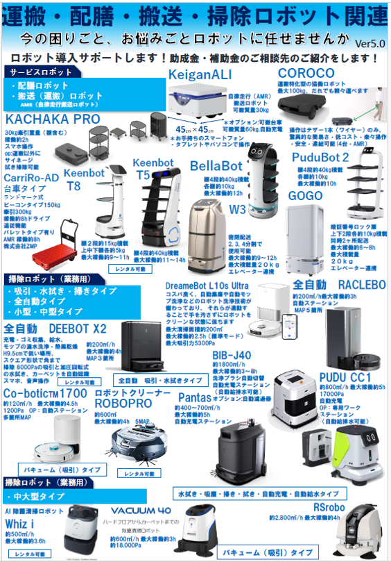 運搬・搬送・掃除ロボット・清掃関連