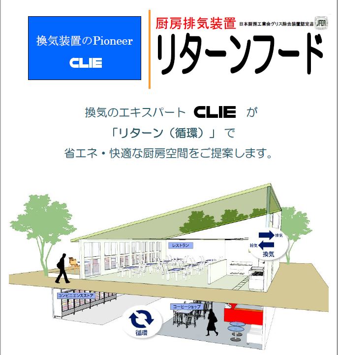 リターンフードで省エネ・快適な厨房空間を提供　厨房排気装置