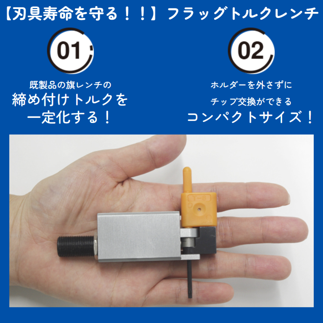 インサートチップ調整不要の低減！『フラッグトルクレンチ』 黒田精機