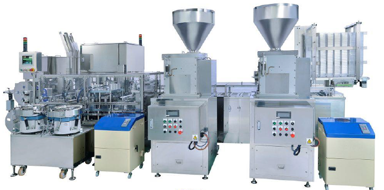 量目自動補正機能付きカップシール自動充填ライン