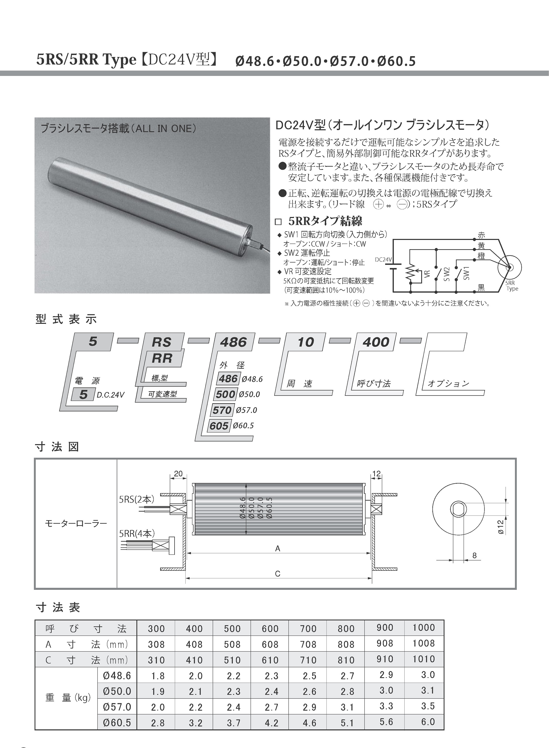 ウエストンローラー ブラシレスモーターローラー DC24V