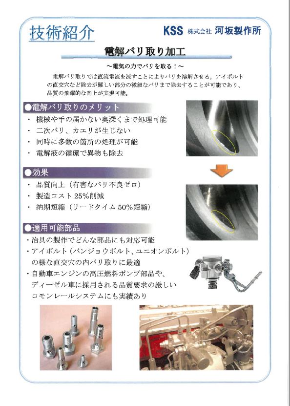 有害なバリ不良をゼロにする電解バリ取り加工サービス