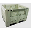 Foldable large resin container with holes for agricultural product transportation.