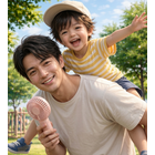 親子でハンディファンにアロマシール.png