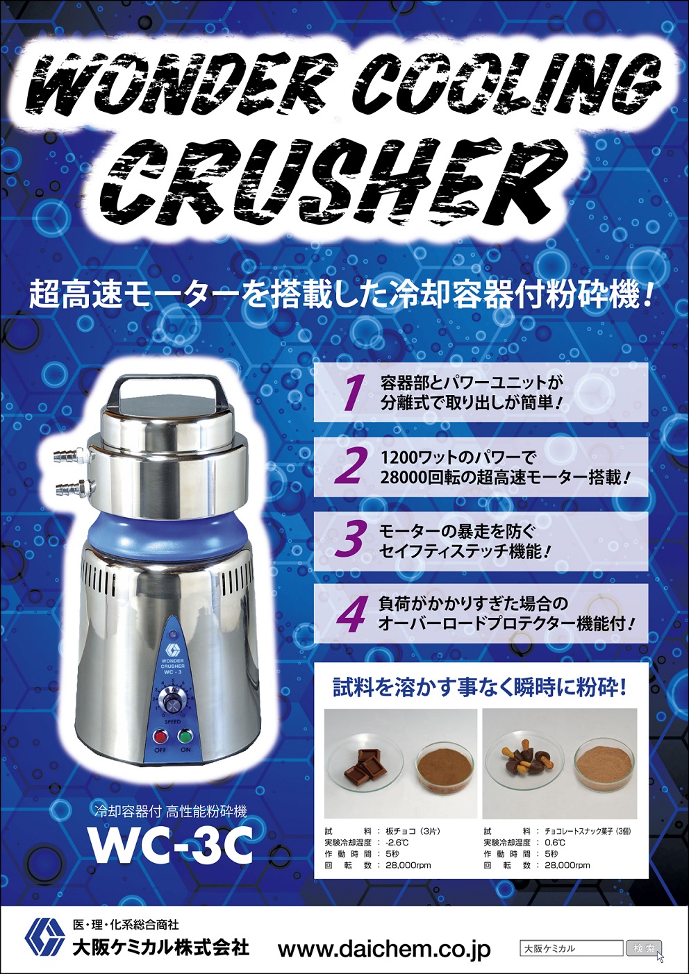 大阪ケミカル ワンダークラッシャー WC−3L 微粉砕フタ付 WC-3L