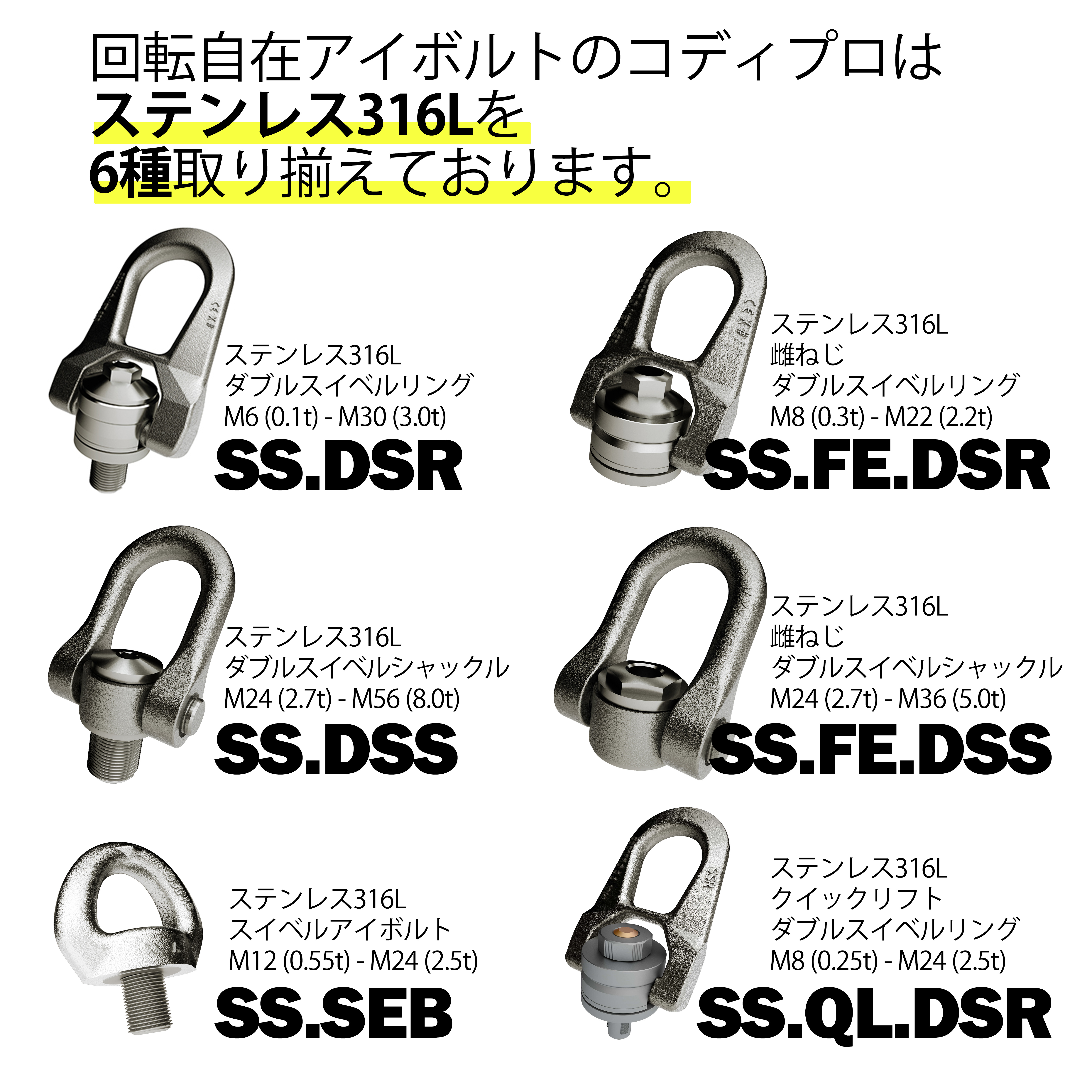 7年保証の回転自在アイボルト「コディプロ」 | 極東技研工業 - Powered