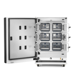 Vios iDx 165 CO2 Incubator with left hinge door_front_cell locker indv doors open.jpg